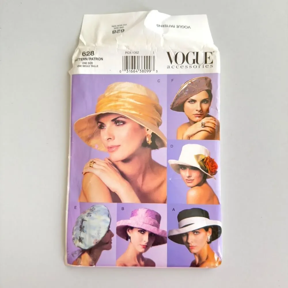 Set of 2 Uncut Vogue Accessories Hats Patterns 628 & 8771 Lola Vintage 90s